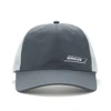 Image of a gray cap with white mesh back and white Boston Whaler logo on front
