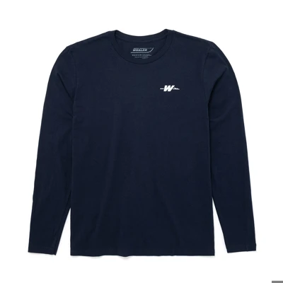 Image of a navy long sleeve with white Boston Whaler logo