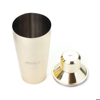 Image of a gold cocktail shaker with Boston Whaler logo on it