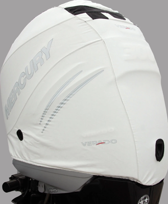 White Mercury Breathable Engine Cover - Verado 6cyl product image on white background	