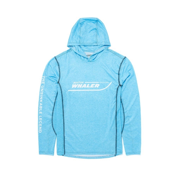 Columbia Blue Performance Hooded Long Sleeve Front Product Image on white background