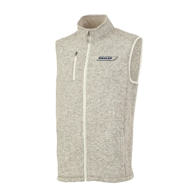 Image of a oatmeal  vest with a black Boston Whaler logo	