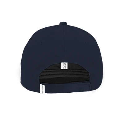 A navy blue baseball cap with the word "Whaler" in white.	