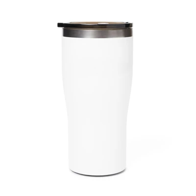 Image of a white tumbler with silver Boston Whaler logo	