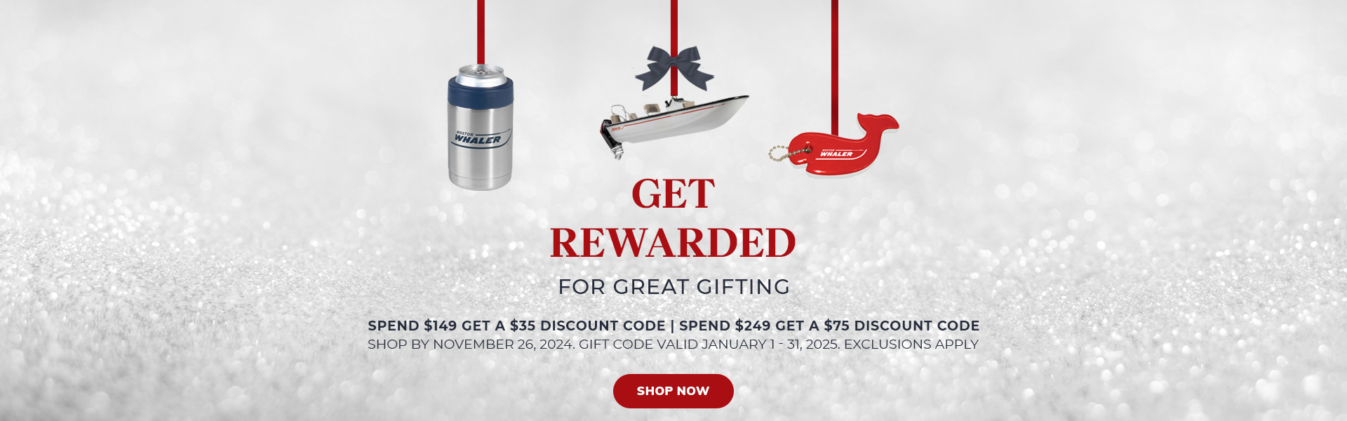 Get rewarded for great gifting. Spend $149 get a $35 discount code, spend $249 get a $75 discount code. Shop by November 26, 2024. Gift code valid January 1-31, 2025. Exclusions apply.