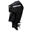 Image of the Black Mercury Tow-n-Stow Engine Cover - 175-225hp, 3.4L V6 2018-2024 with white Mercury logo