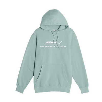Image of the Seafoam Classic Hoodie with Boston Whaler logo and The Unsinkable Legend text on the front