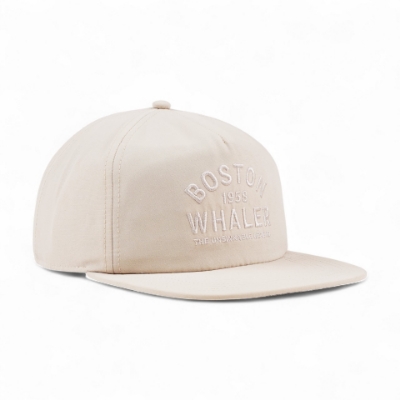 Right side image of the Legend Hat. Embroidered on the front are the words "BOSTON" arched over "1958" and "WHALER", with the tagline "THE UNSINKABLE LEGEND" underneath.