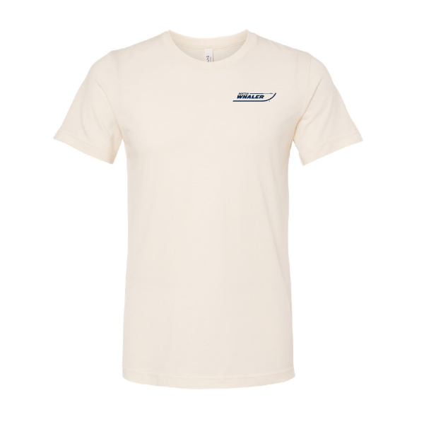 Front view of Boston Whaler Tee in natural color with left chest logo