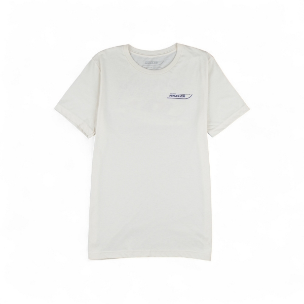 Front view of Boston Whaler Tee in natural color with left chest logo