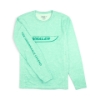 Performance Long Sleeve - Sea Foam Heather with sleeve folded over showing THE UNSINKABLE LEGEND