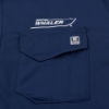Close-up of Boston Whaler logo above HUK pocket