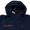 Helly Hansen Jacket with hood up showing elly Hansen logo, Boston Whaler text