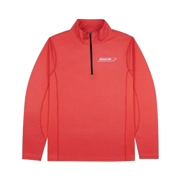 Back of Quarter Zip Performance Shirt - Red