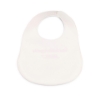 Back of the white Unsinkable Appetite Silicone Bib showing the adjustable snap neck strap and built-in food catcher pocket.